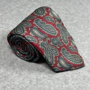Vintage Bert Pulitzer USA Red Blue Paisley Silk Tie Classic Wide 90s 56x3.5in